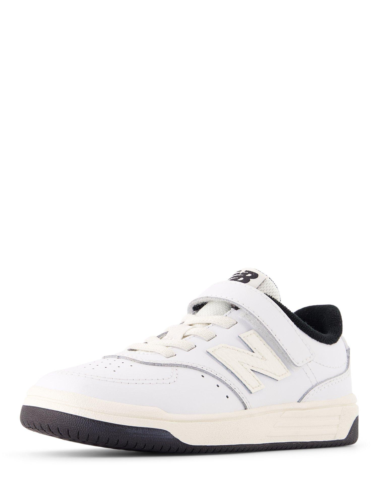 Product image 2 of 4, which shows New Balance Kids' B80 Leather Lace Up Trainers, Black/White, 10 Jnr