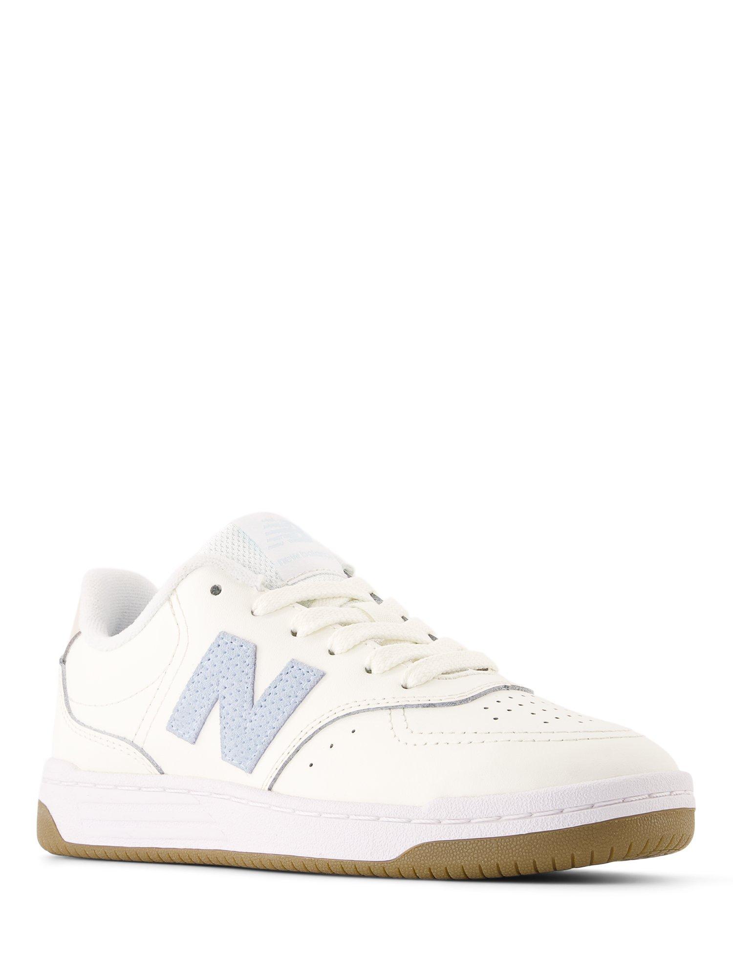Product image 2 of 6, which shows New Balance Kids' B80 Leather Lace Up Trainers, Neutral/Blue, 3