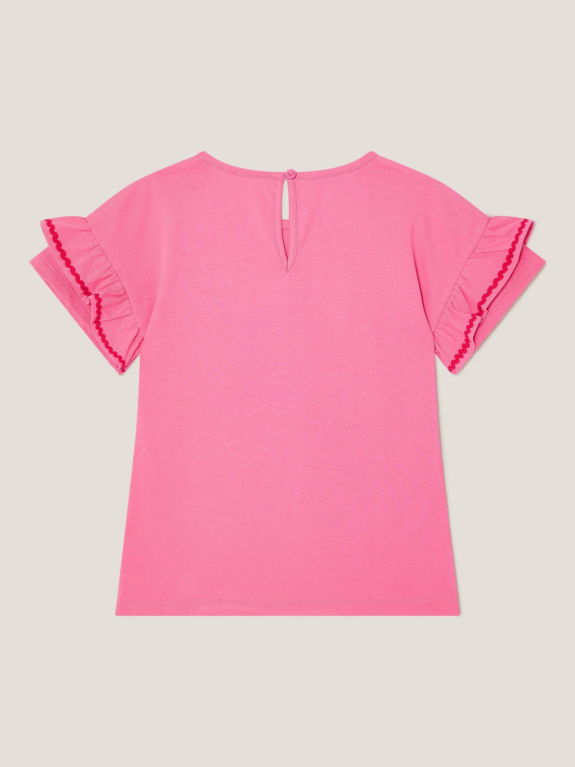 Product image 3 of 4, which shows Monsoon Kids' Cotton Sequin Hummingbird T-Shirt, Pink, 3-4 years
