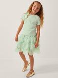 Monsoon Kids' Ruffle Beaded T-Shirt & Skirt Set, Green