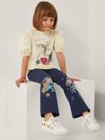 Monsoon Kids' Cotton Sequin Unicorn T-Shirt, Ivory