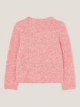 Monsoon Kids' Long Sleeved Sequin Bow Button Cardigan, Pink