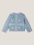 Monsoon Girl's Paisley Denim Look Quilted Jacket, Blue