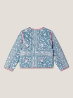 Monsoon Girl's Paisley Denim Look Quilted Jacket containing LENZING™ ECOVERO™ Viscose - view 2, Blue
