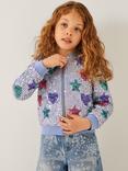 Monsoon Kids' Sequin Star and Heart Jacket, Blue