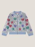 Monsoon Kids' Sequin Star and Heart Jacket, Blue
