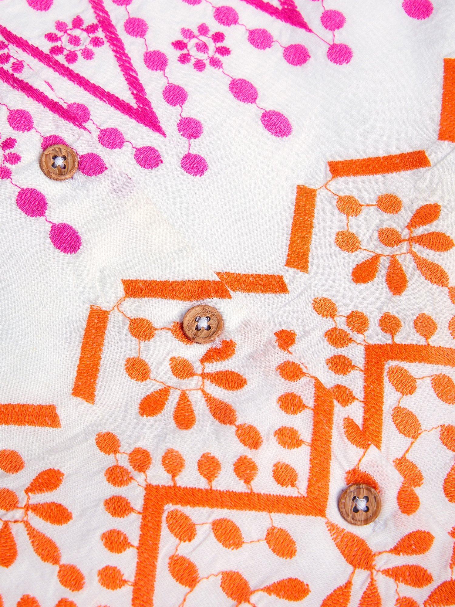 Product image 4 of 4, which shows Monsoon Kids' Cotton Short Sleeve Embroidered Shirt, White, 3 years