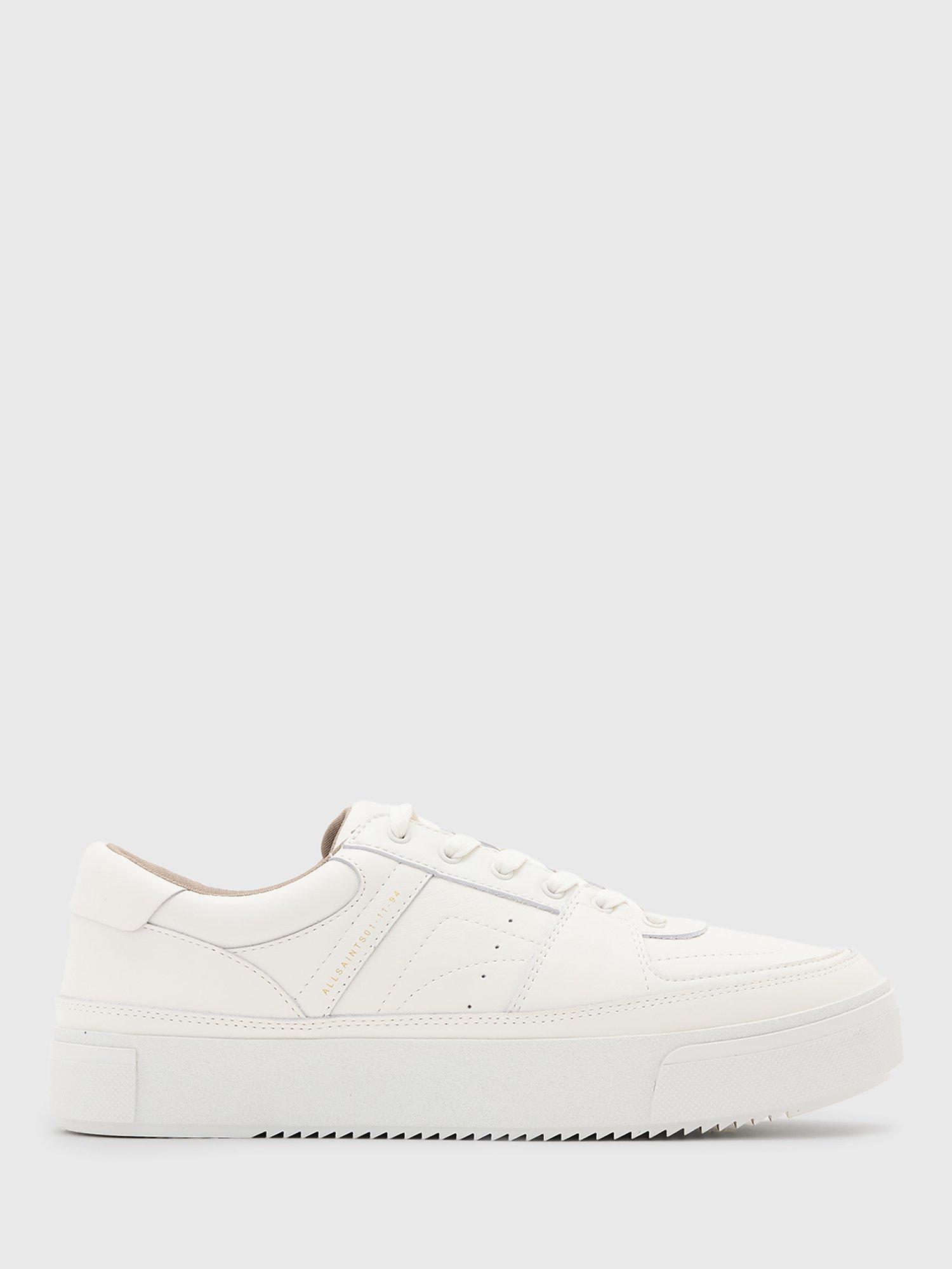 Product image 1 of 6, which shows AllSaints Millie Flatform Trainers, White, 4