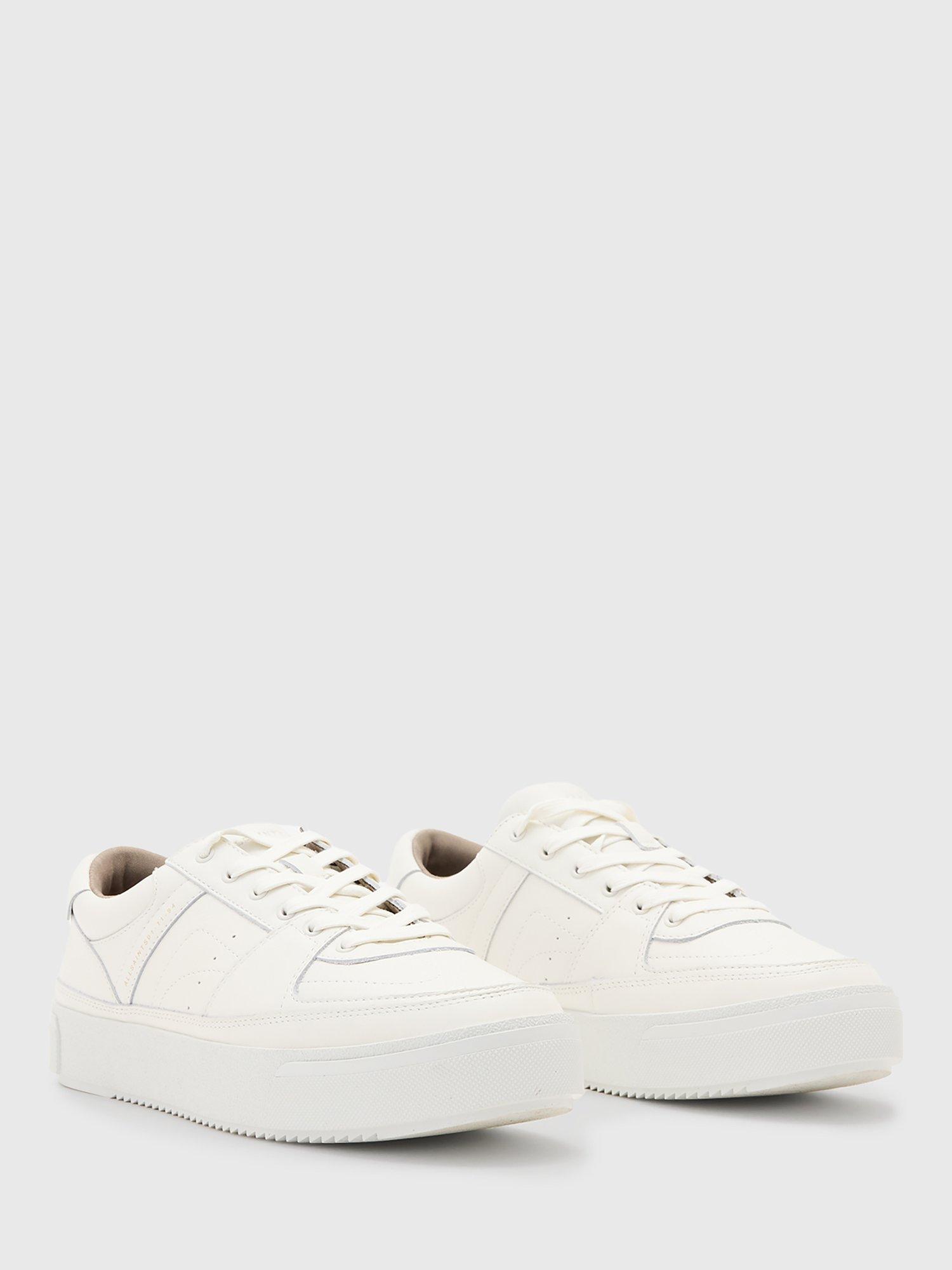 Product image 4 of 6, which shows AllSaints Millie Flatform Trainers, White, 4
