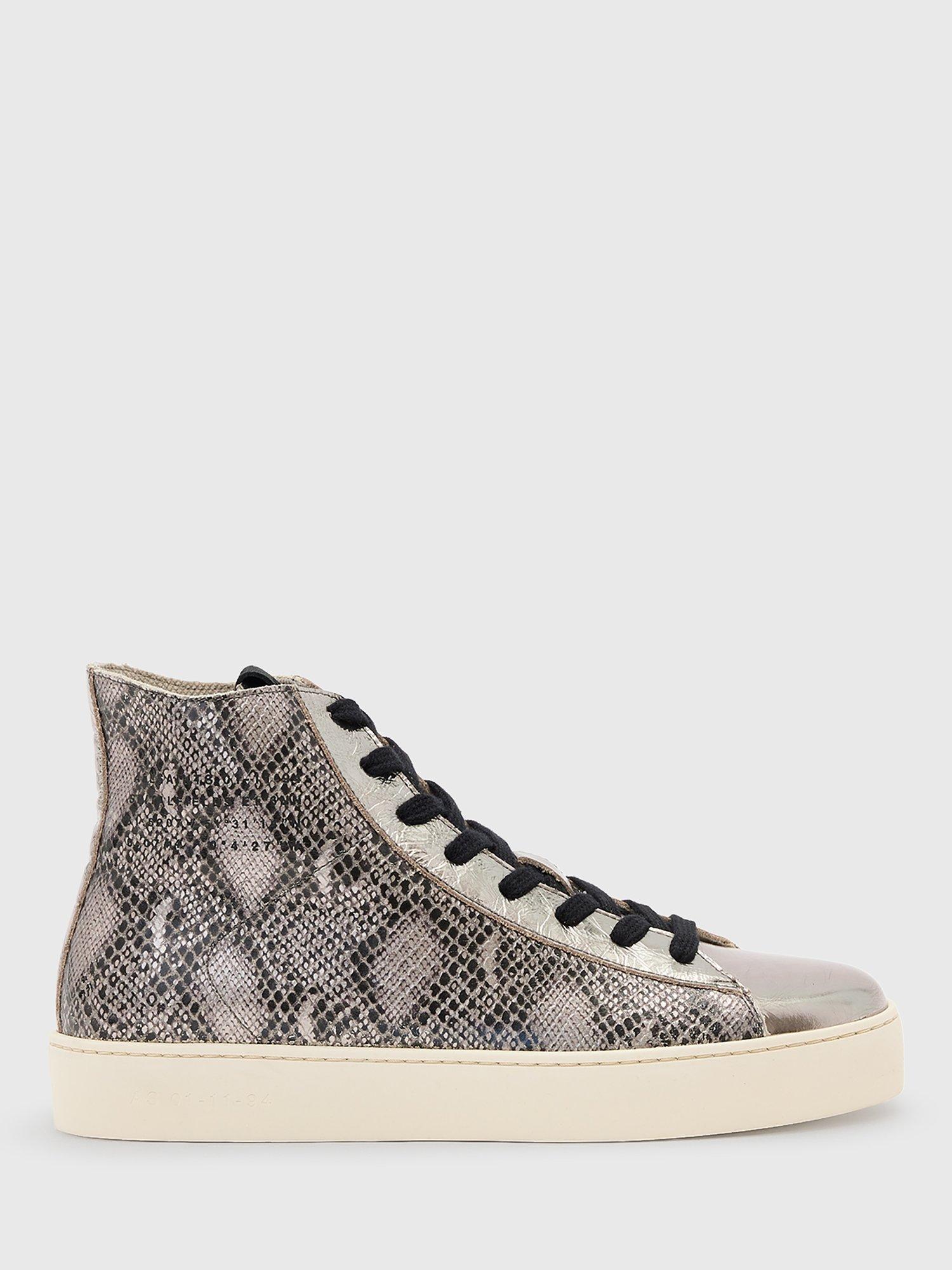 Product image 1 of 5, which shows AllSaints Tana High Top Trainers, Silver/Black, 3