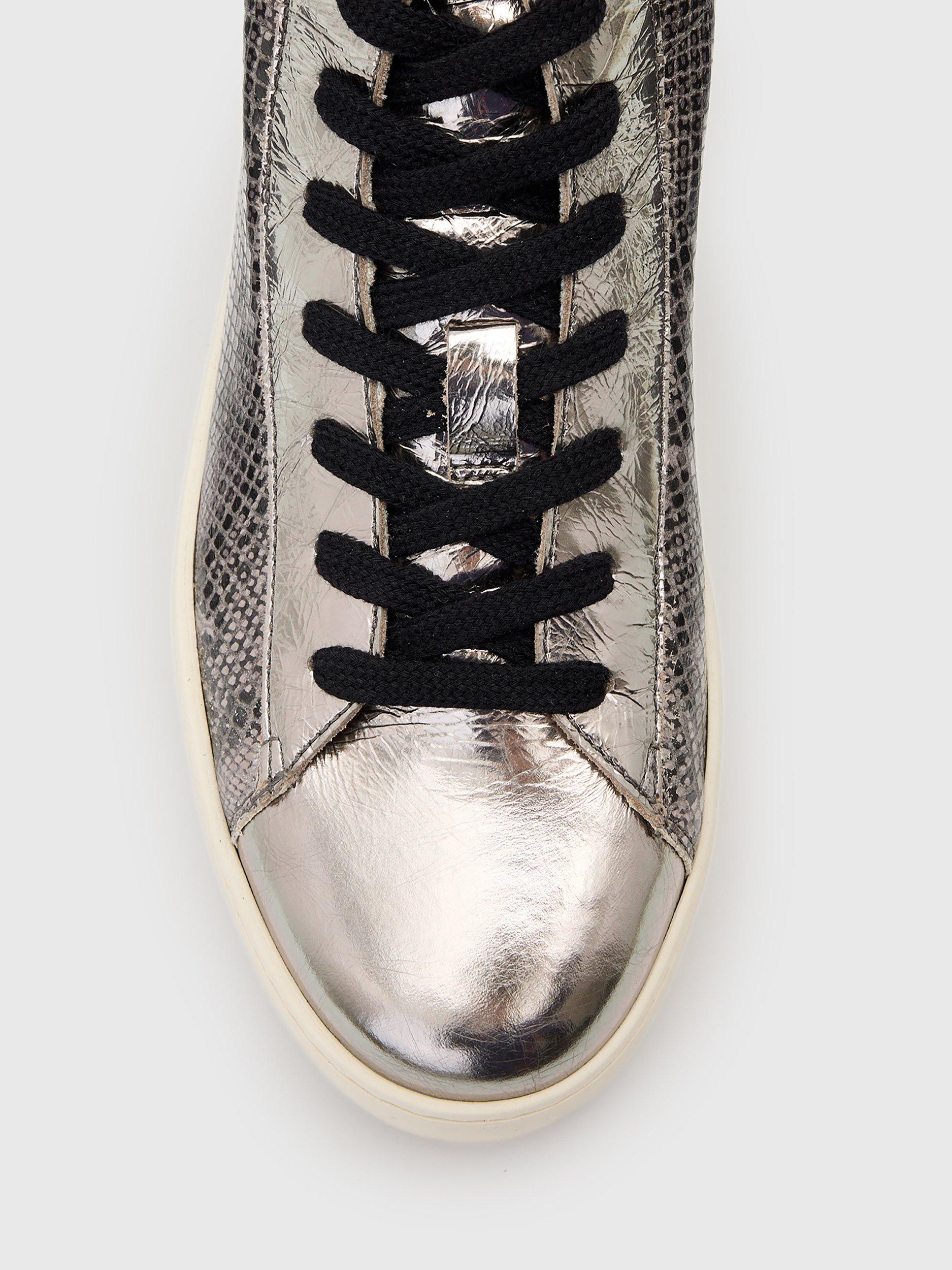 Product image 2 of 5, which shows AllSaints Tana High Top Trainers, Silver/Black, 3