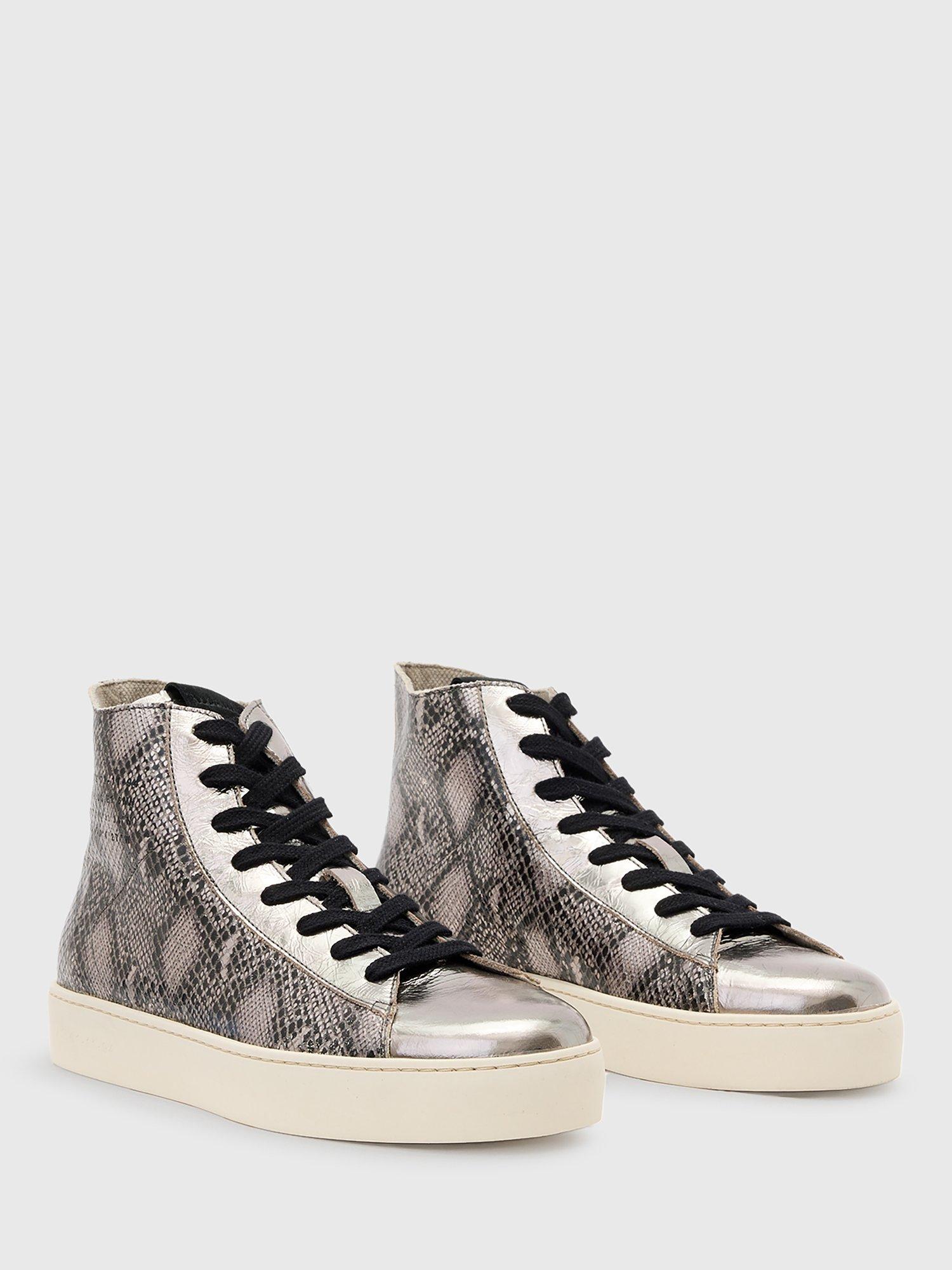 Product image 3 of 5, which shows AllSaints Tana High Top Trainers, Silver/Black, 3