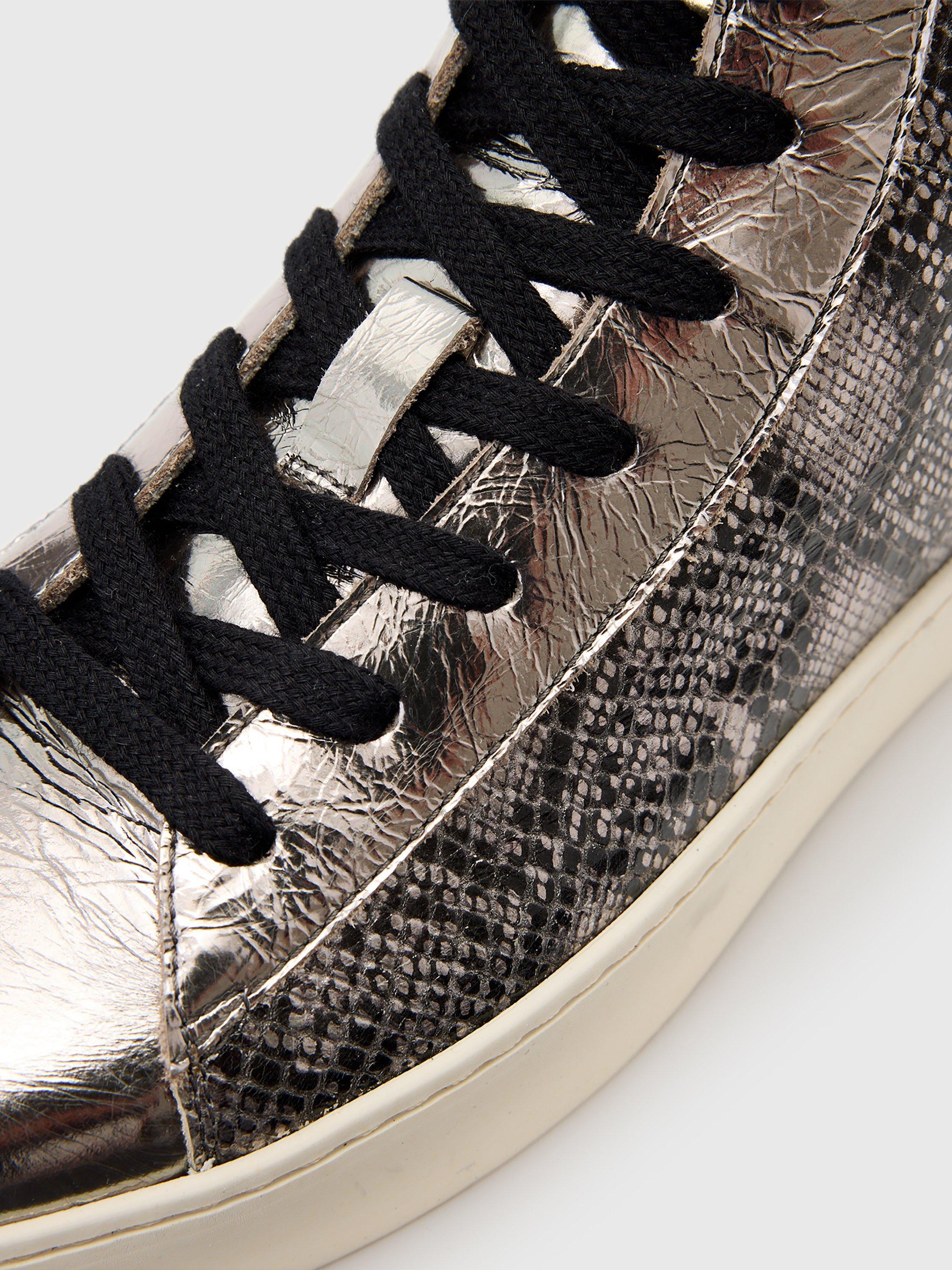 Product image 4 of 5, which shows AllSaints Tana High Top Trainers, Silver/Black, 3