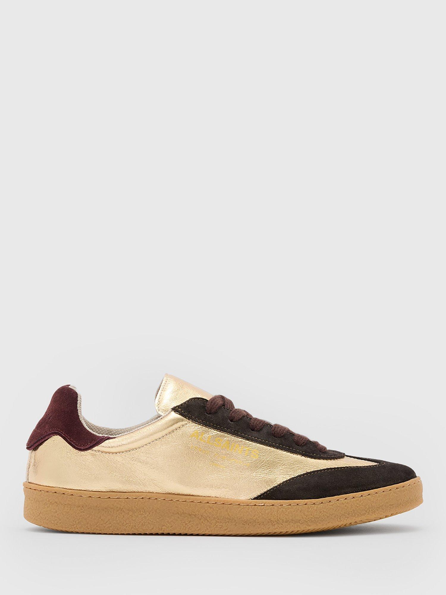 Product image 1 of 1, which shows AllSaints Thelma Low Top Trainers, Gold/Multi, 7