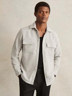 Reiss Camber Regular Fit Cotton Shirt, Soft Grey Melange, Soft Grey Melange