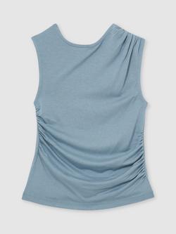 Reiss Kids' Jasmine Sleeveless Ruched Vest, Blue, Blue