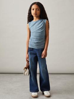 Reiss Kids' Jasmine Sleeveless Ruched Vest, Blue - view 2, Blue