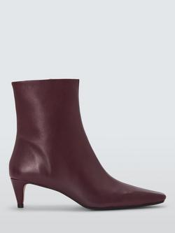 John Lewis Orkney Leather Chisel Toe Dressy Ankle Boots, Burgundy, Burgundy