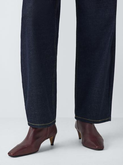 John Lewis Orkney Leather Chisel Toe Dressy Ankle Boots, Burgundy - view 2, Burgundy