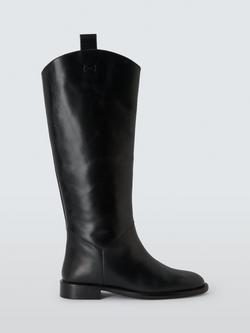 John Lewis Tulips Leather Long Riding Boots, Black