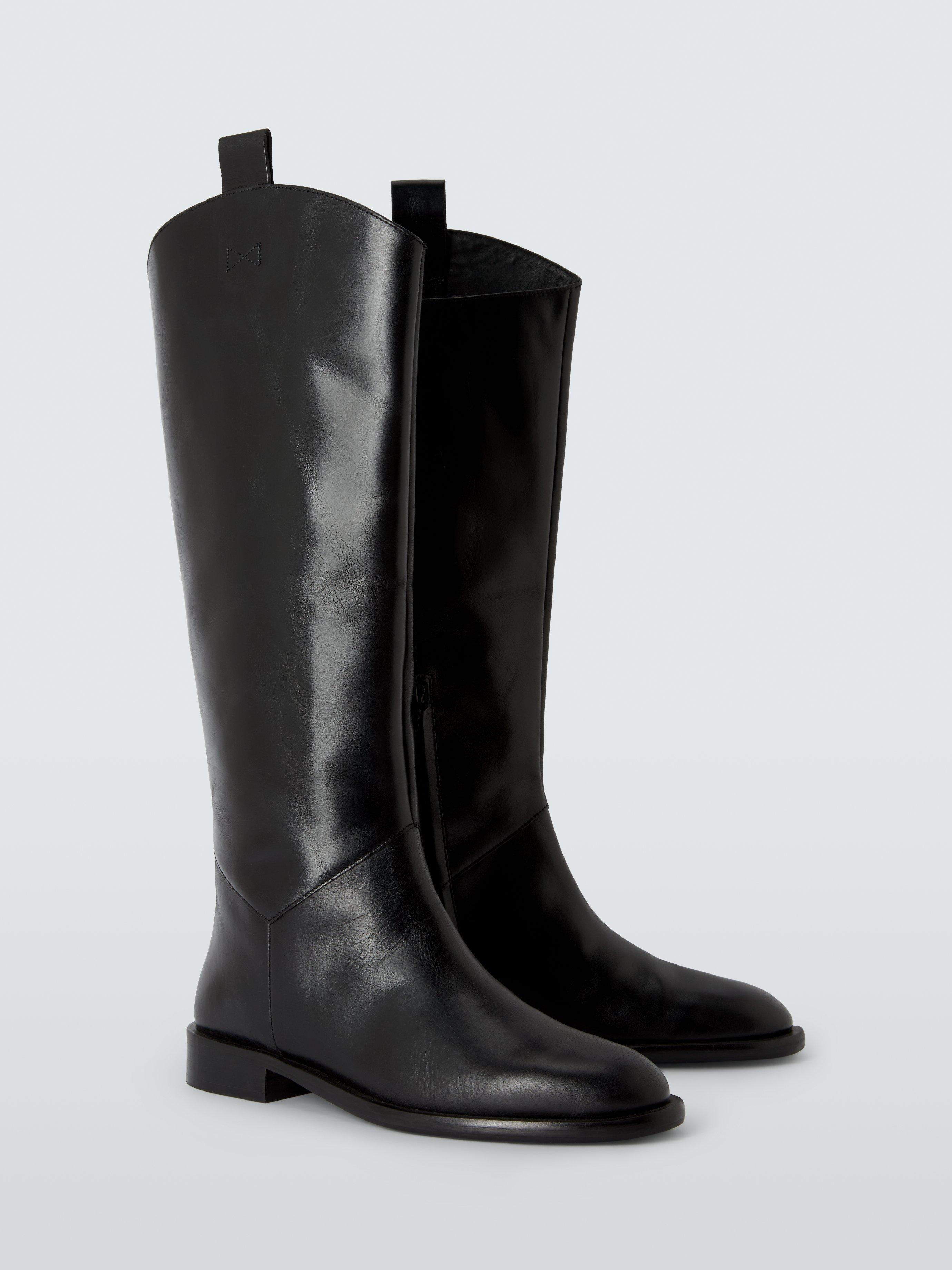 Product image 3 of 6, which shows John Lewis Tulips Leather Long Riding Boots, Black, 6