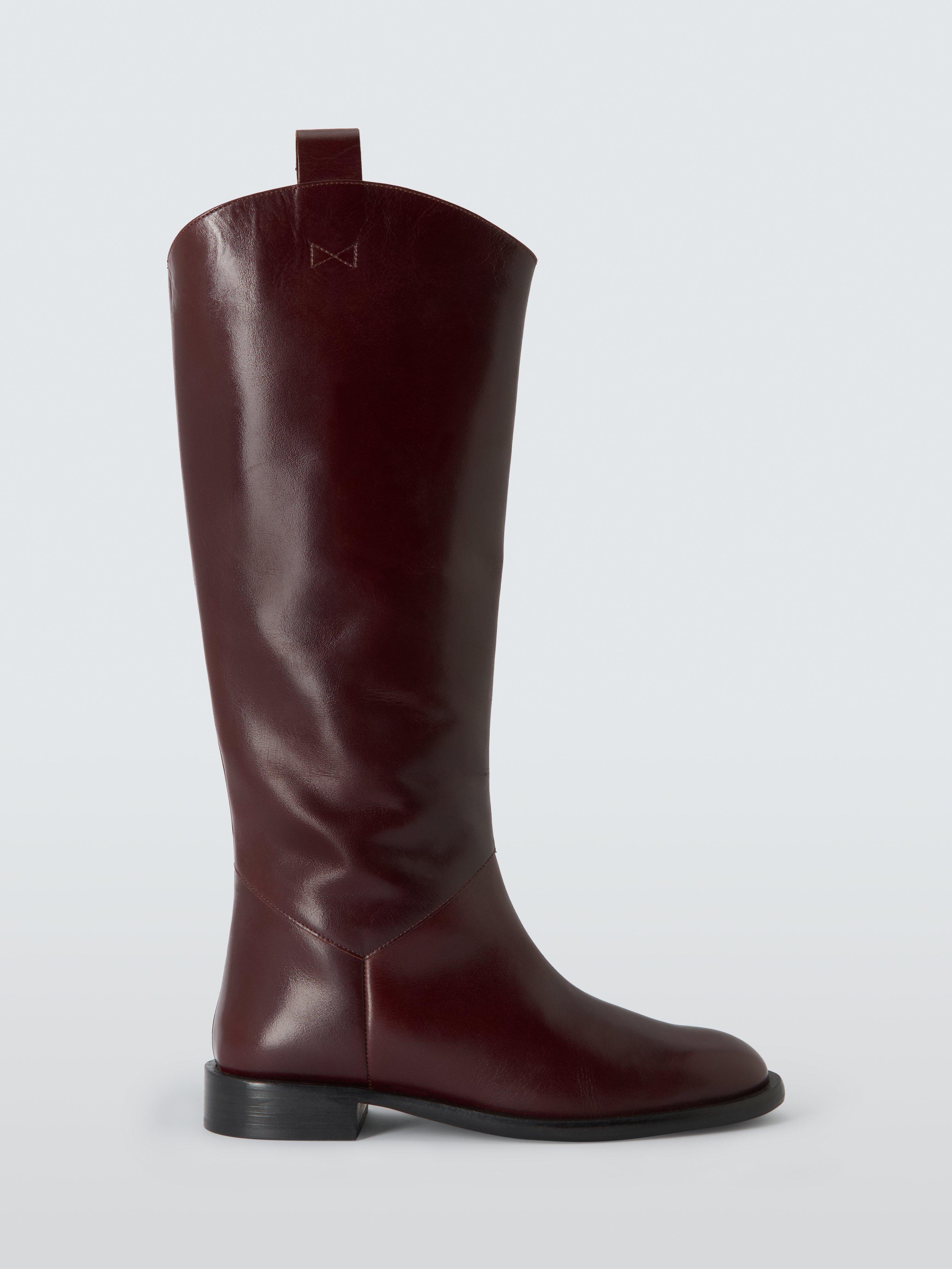 Product image 1 of 6, which shows John Lewis Tulips Leather Long Riding Boots, Burgundy, 3