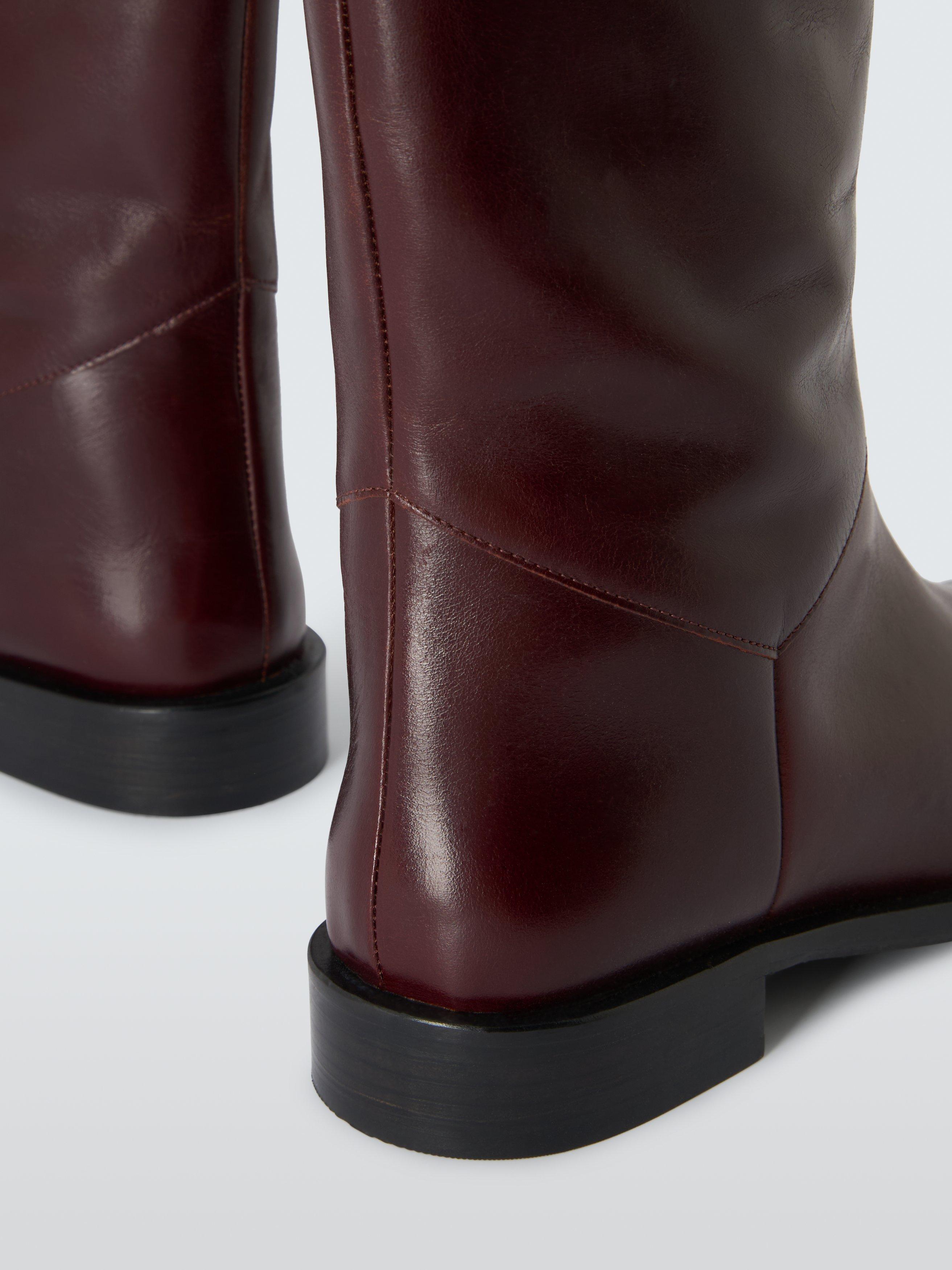 Product image 4 of 6, which shows John Lewis Tulips Leather Long Riding Boots, Burgundy, 3