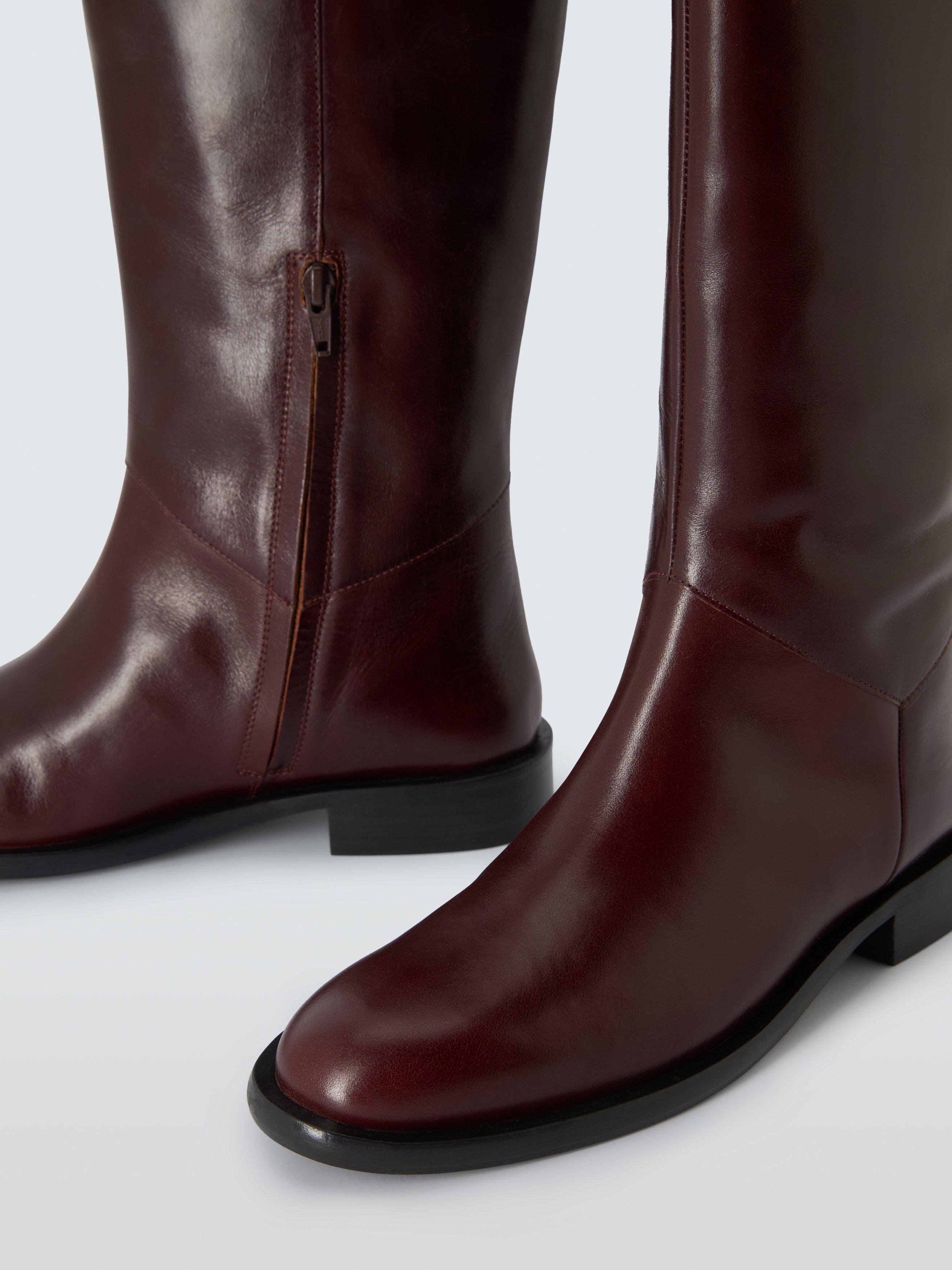 Product image 5 of 6, which shows John Lewis Tulips Leather Long Riding Boots, Burgundy, 3
