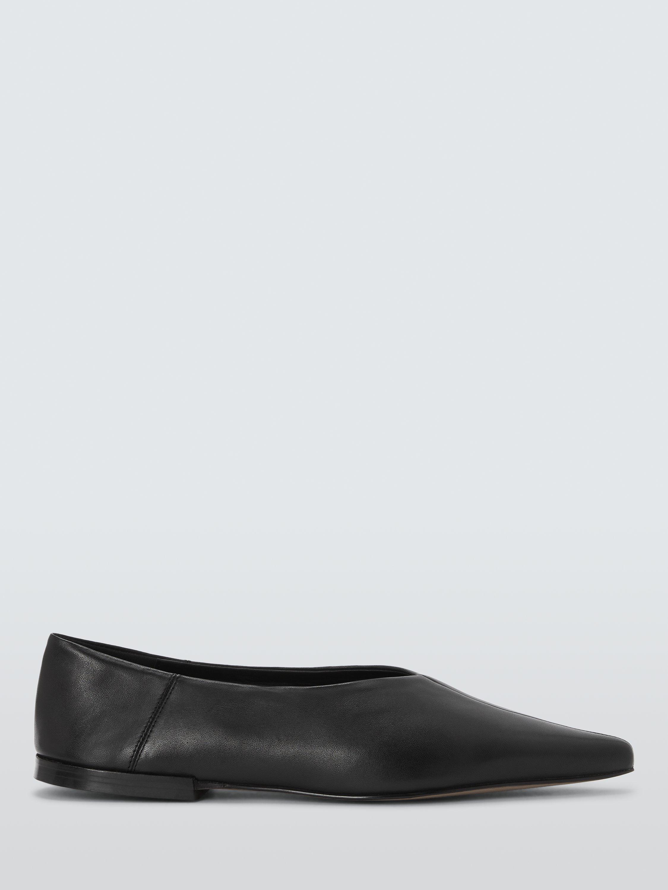 Product image 1 of 6, which shows John Lewis Hampton Leather High Cut Smart Ballerina Pumps, Black, 3