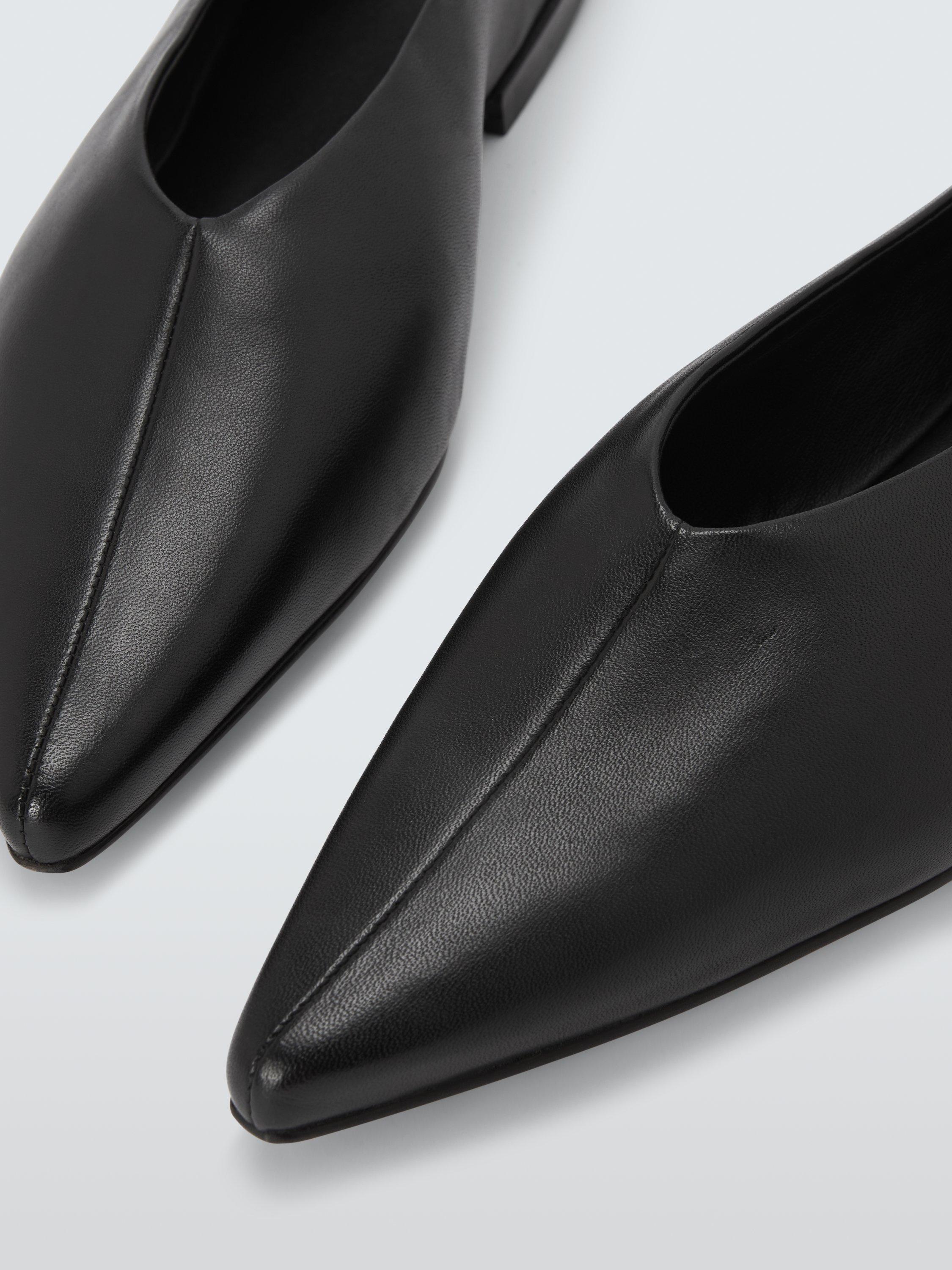 Product image 4 of 6, which shows John Lewis Hampton Leather High Cut Smart Ballerina Pumps, Black, 3