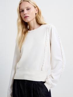 French Connection Krista Ruffle Sleeves Jumper, Porcelain Cream, Porcelain Cream