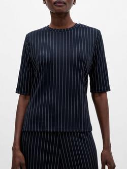 French Connection Regina Jersey Shoulder Pad Tee, Blue/Multi - view 2, Blue/Multi