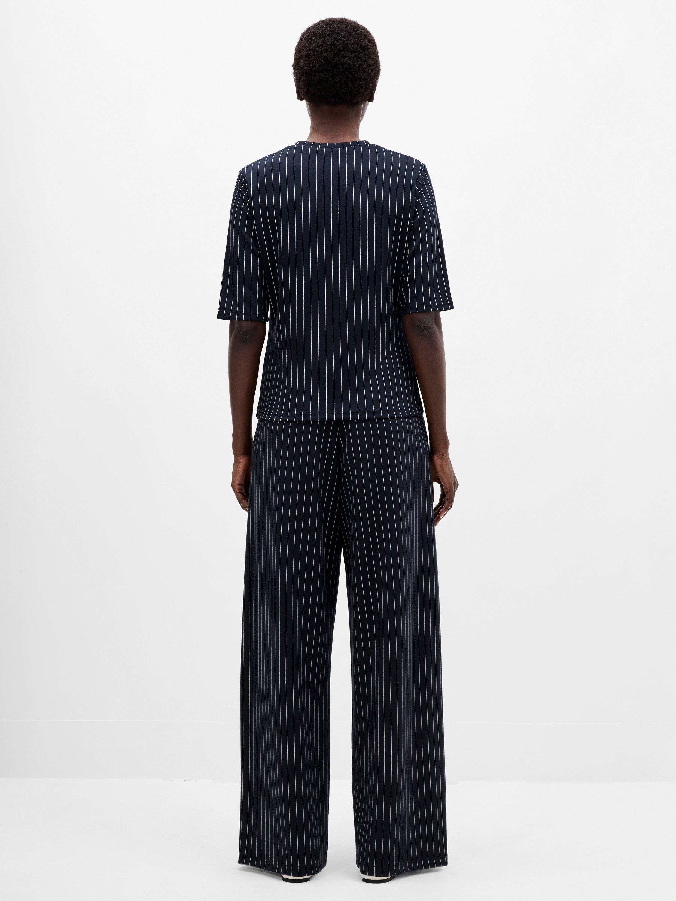 Product image 4 of 5, which shows French Connection Regina Jersey Shoulder Pad Tee, Blue/Multi, XS