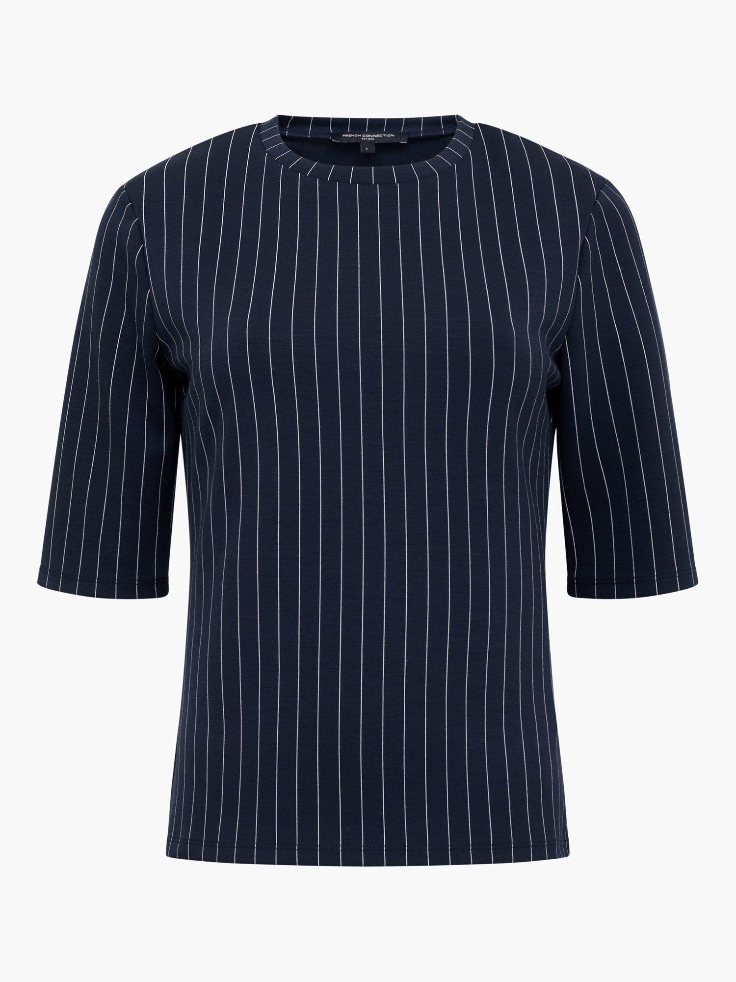 Product image 5 of 5, which shows French Connection Regina Jersey Shoulder Pad Tee, Blue/Multi, XS