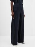 French Connection Regina Pinstripe Wide Leg Trousers, Navy/White