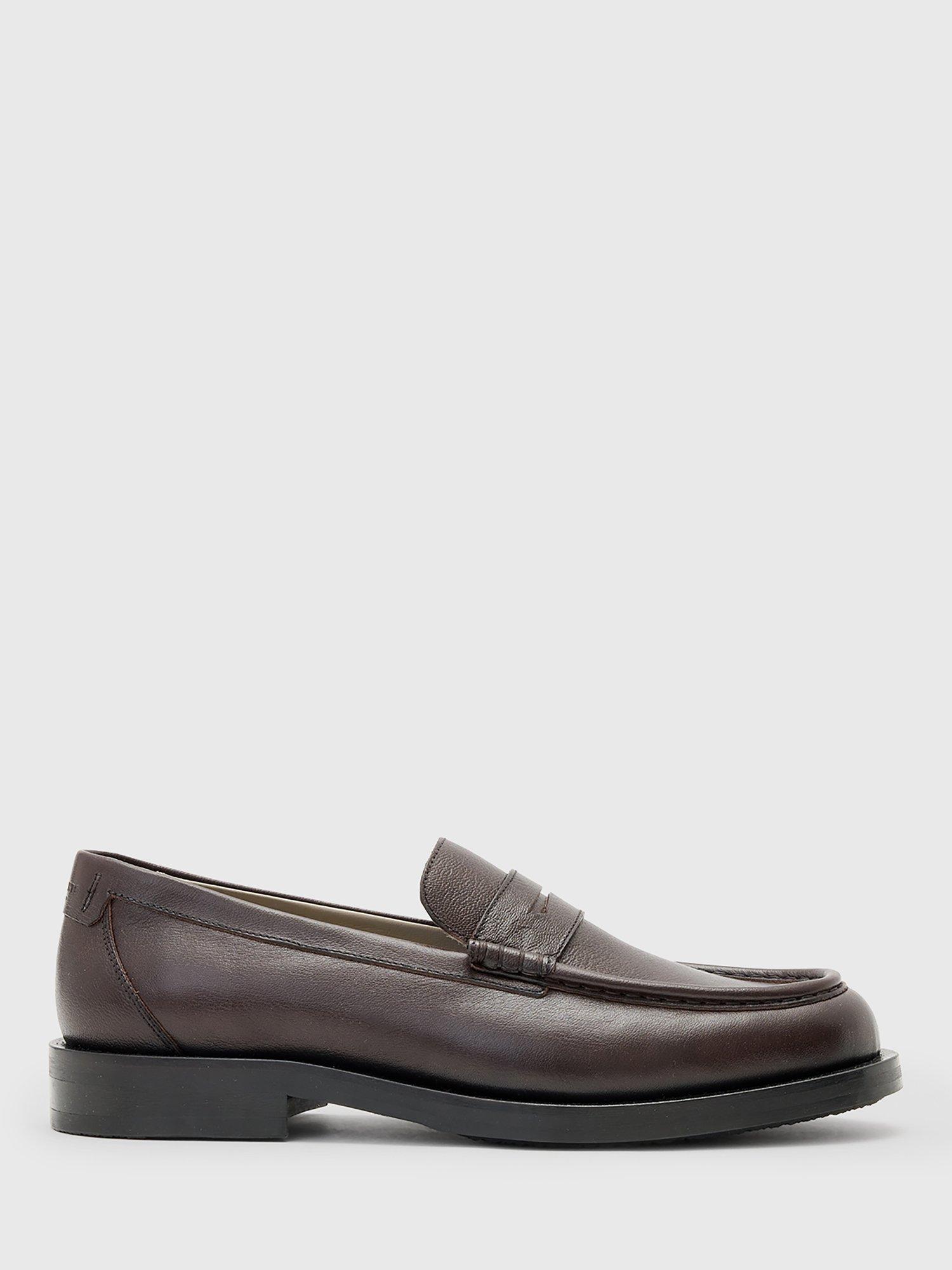 Product image 1 of 5, which shows AllSaints Bloom Leather Loafers, Oxblood Red, 10