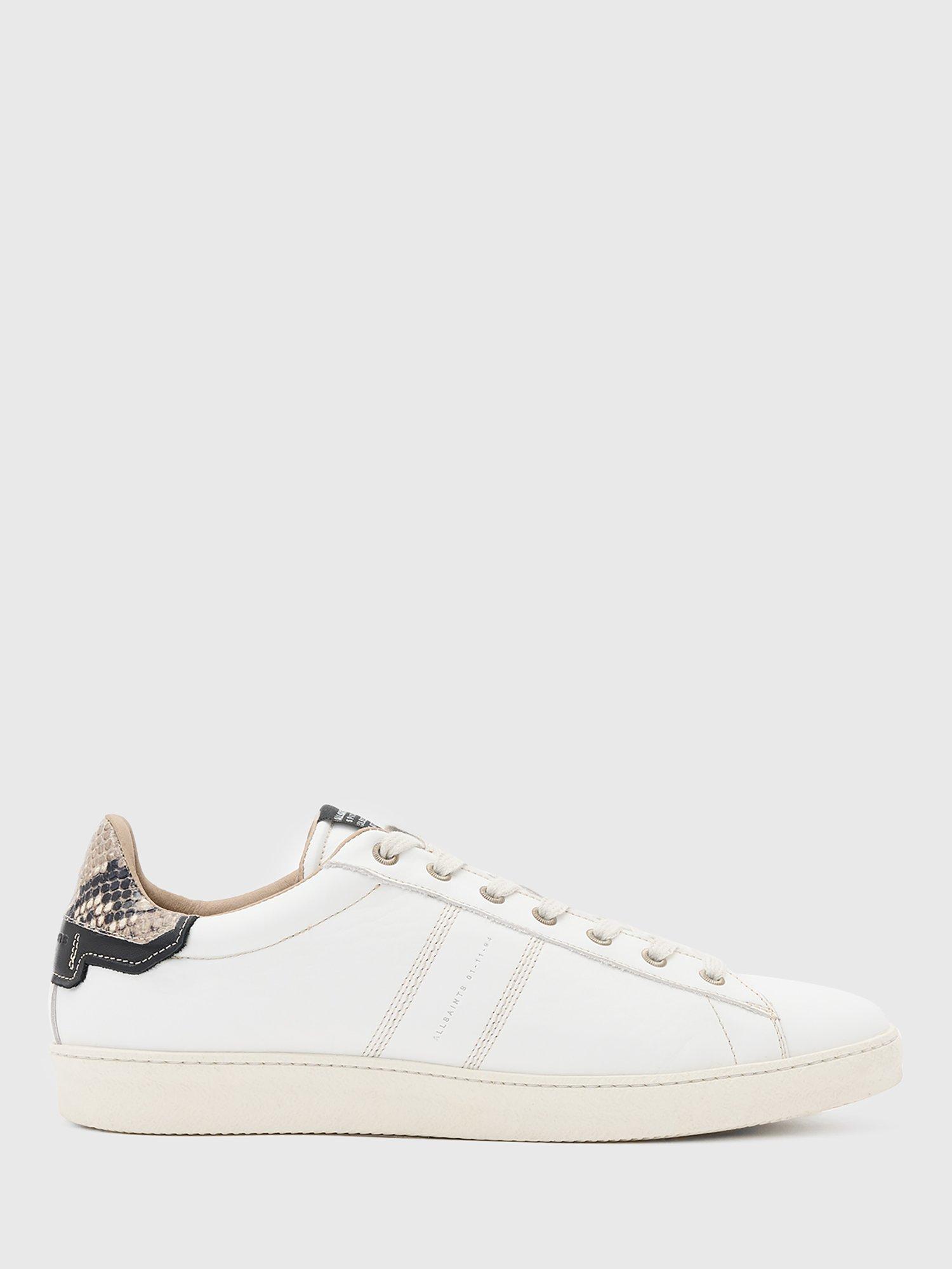 Product image 1 of 1, which shows AllSaints Leon Leather Low Top Trainers, White/Black, EU41