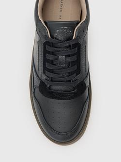 AllSaints Regan Suede Leather Low Top Trainers - view 2, Black
