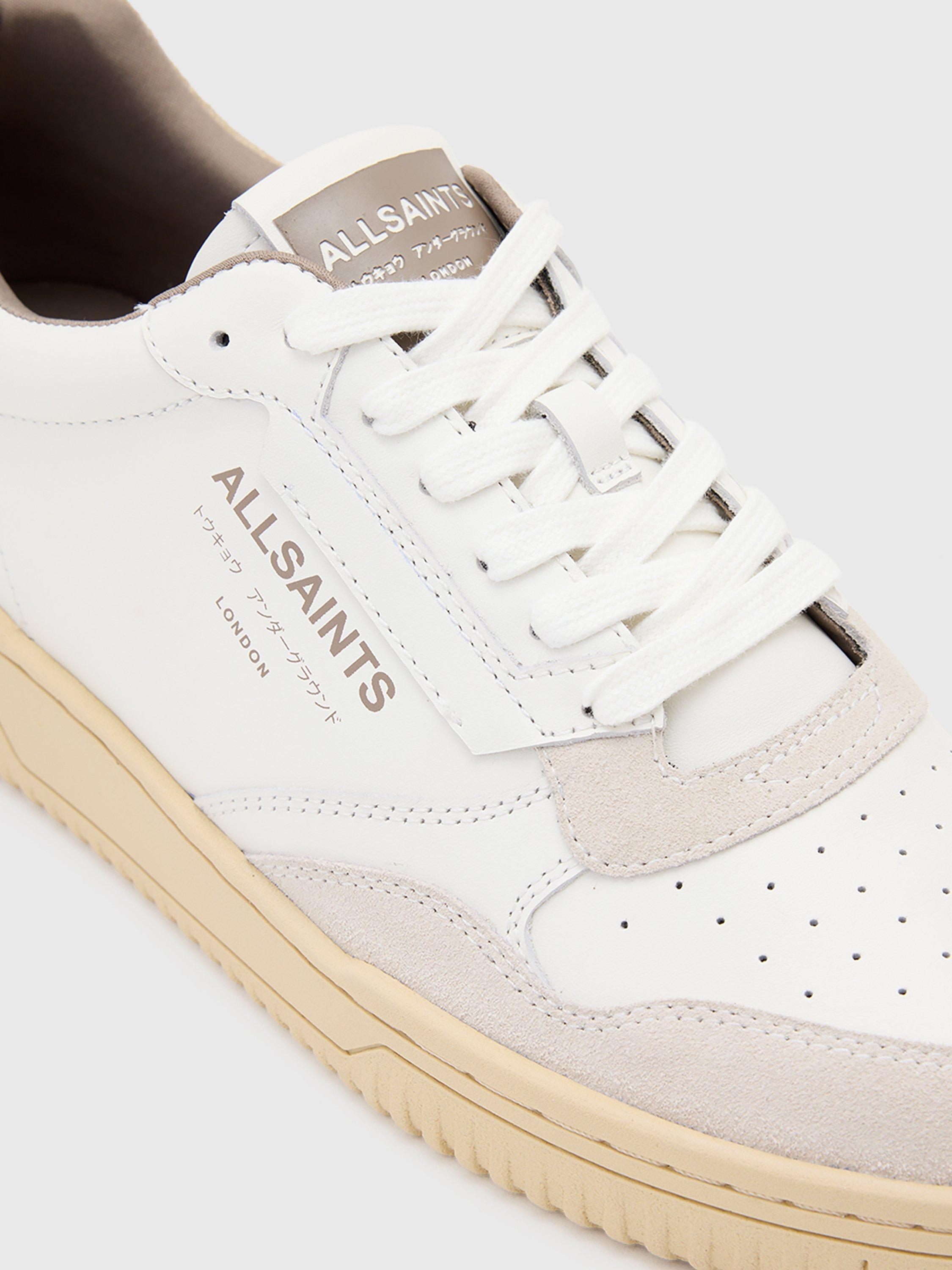 Product image 4 of 5, which shows AllSaints Regan Suede Leather Low Top Trainers, Chalk White/Multi, EU41