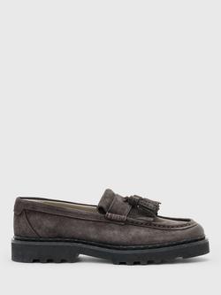 AllSaints Skiff Suede Tassel Loafers, Warm Grey