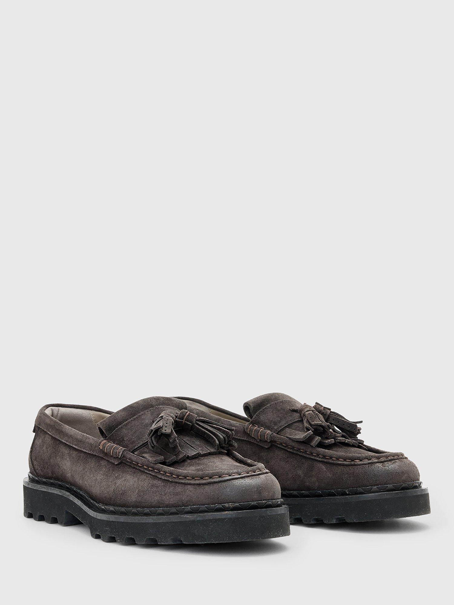 Product image 3 of 5, which shows AllSaints Skiff Suede Tassel Loafers, Warm Grey, EU44