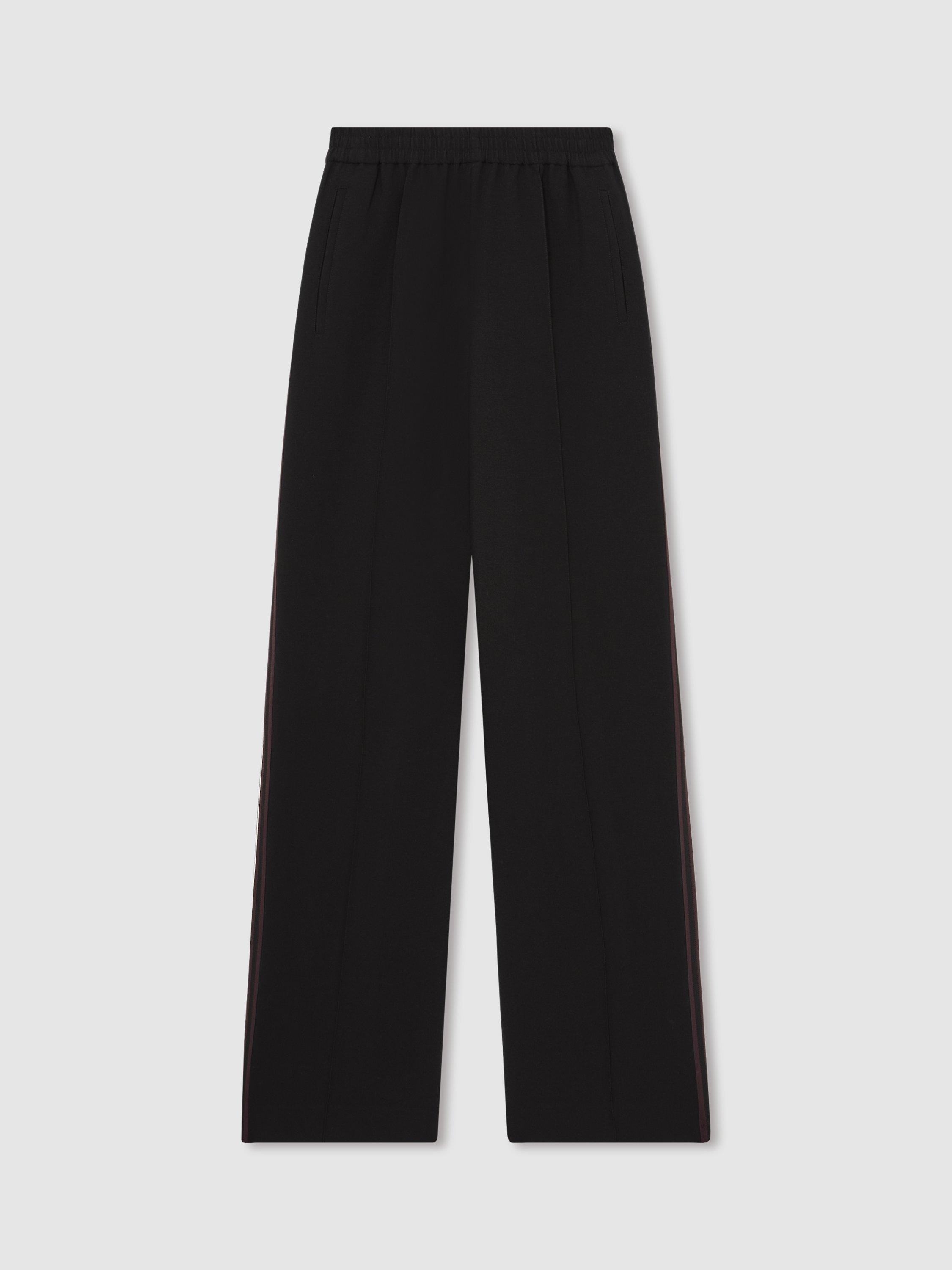 Product image 3 of 5, which shows Reiss Petite Robyn Side Stripe Trousers, Black, 6Pt