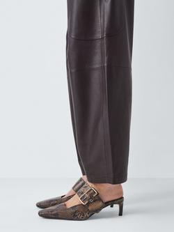 John Lewis Canary Leather Snake Print Big Buckle Dressy Court Shoes, Brown/Multi - view 2, Brown/Multi