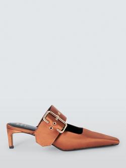 John Lewis Canary Satin Big Buckle Dressy Court Shoes, Copper Brown, Copper Brown