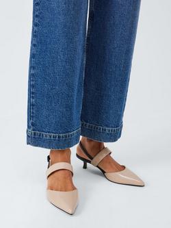 John Lewis Chapel Leather Slingback Open Court Shoes - view 2, Beige