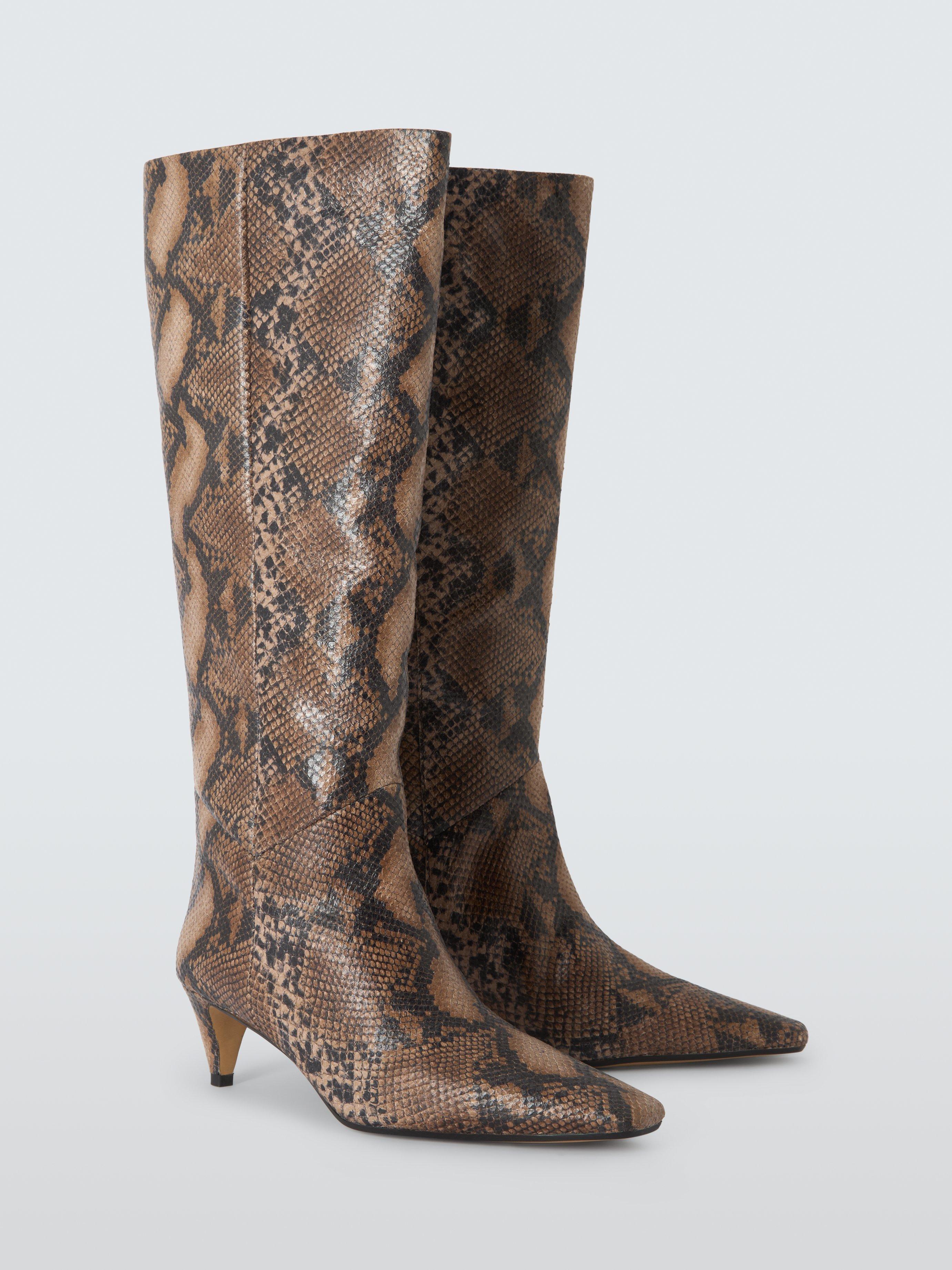Product image 3 of 6, which shows John Lewis Sandford Leather Chisel Toe Dressy Long Boots, Brown/Multi, 3