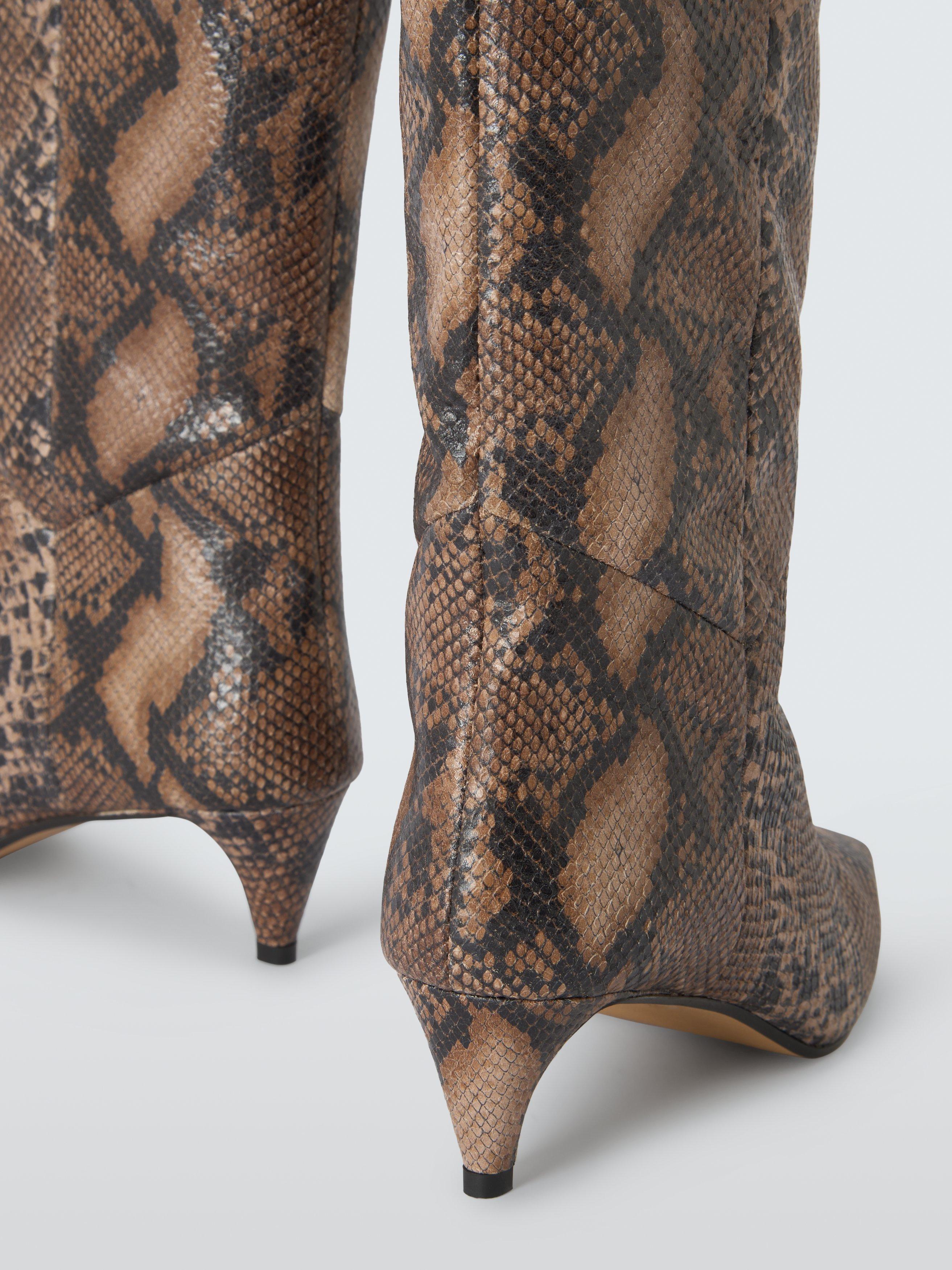 Product image 4 of 6, which shows John Lewis Sandford Leather Chisel Toe Dressy Long Boots, Brown/Multi, 3