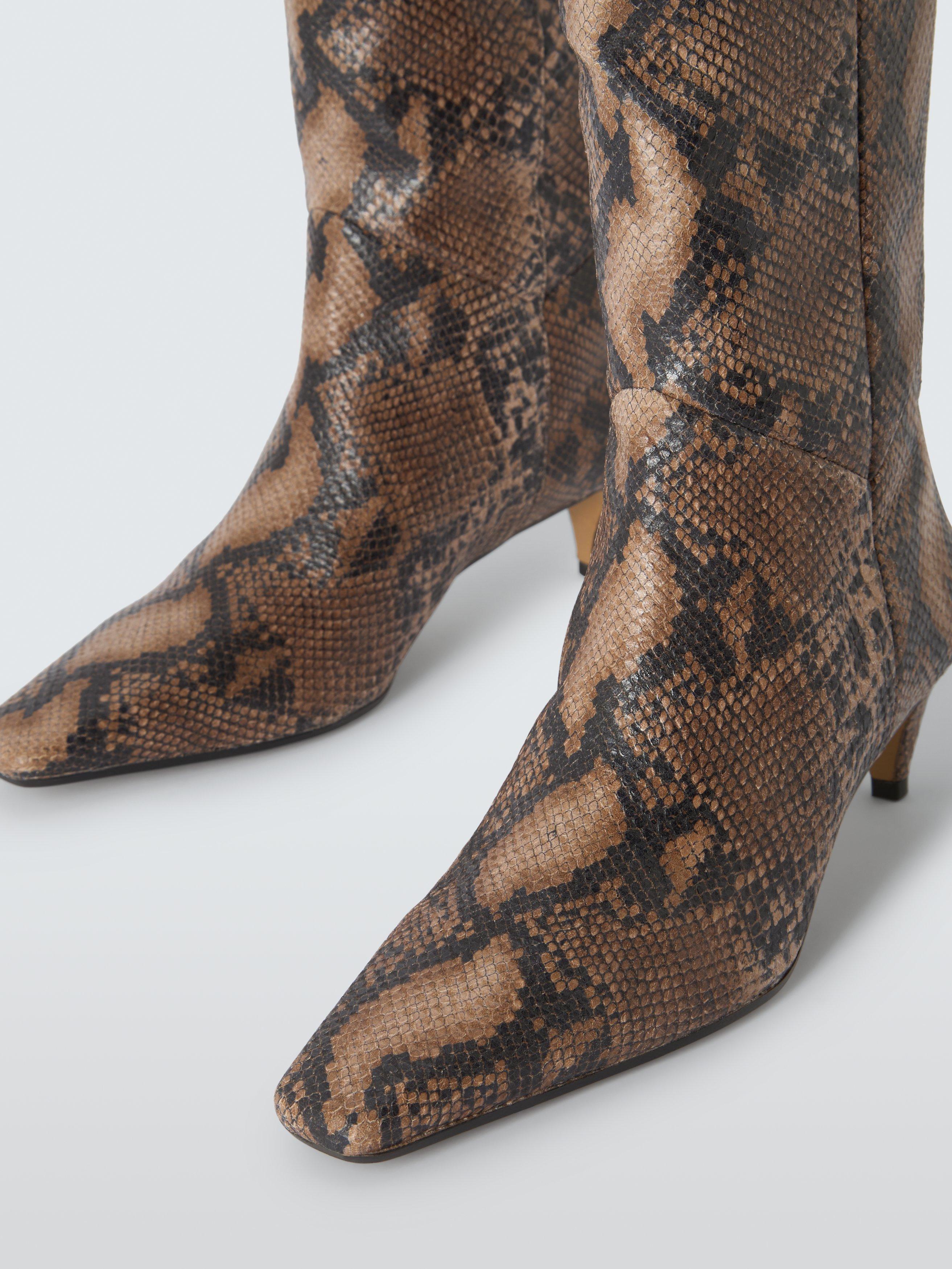 Product image 5 of 6, which shows John Lewis Sandford Leather Chisel Toe Dressy Long Boots, Brown/Multi, 3