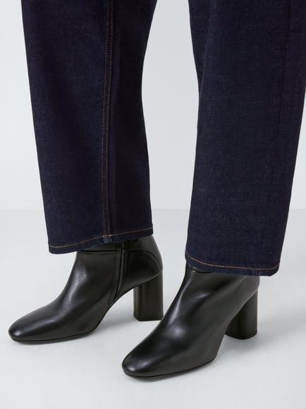 John Lewis Orwell Leather Block Heel Dressy Ankle Boots, Black - view 2, Black