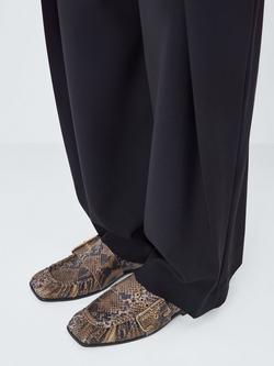 John Lewis Ashley Leather Snake Print Big Buckle Occasion Loafers, Brown/Multi - view 2, Brown/Multi